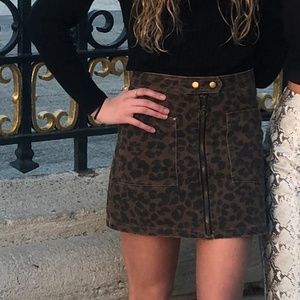 She + sky denim cheetah print mini skirt
